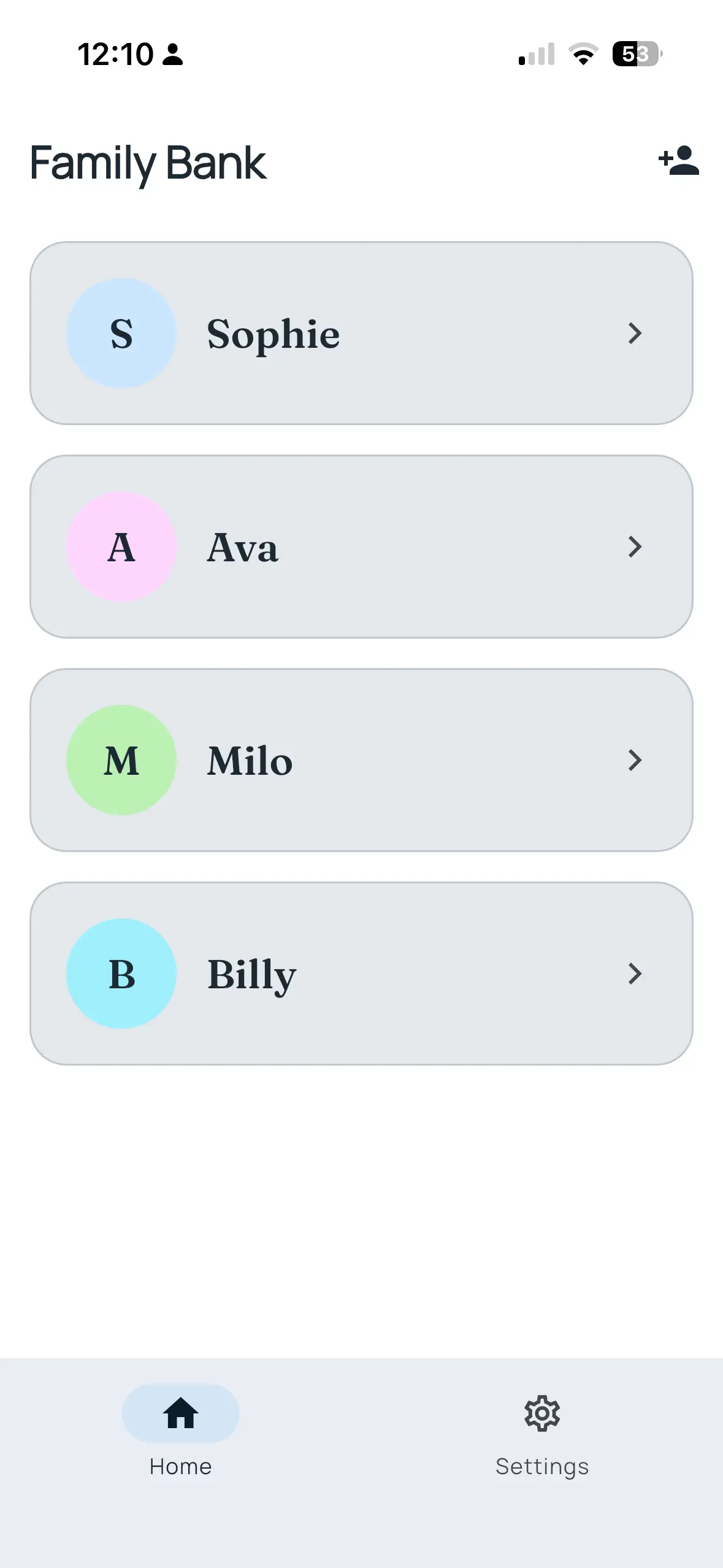 Family Bank home screen